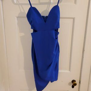 Short open cut sides asymmetrical blue dress